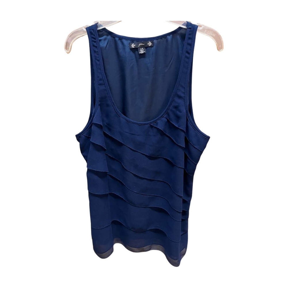Navy Ruffled Pencil Tank Top Size L by Filtre